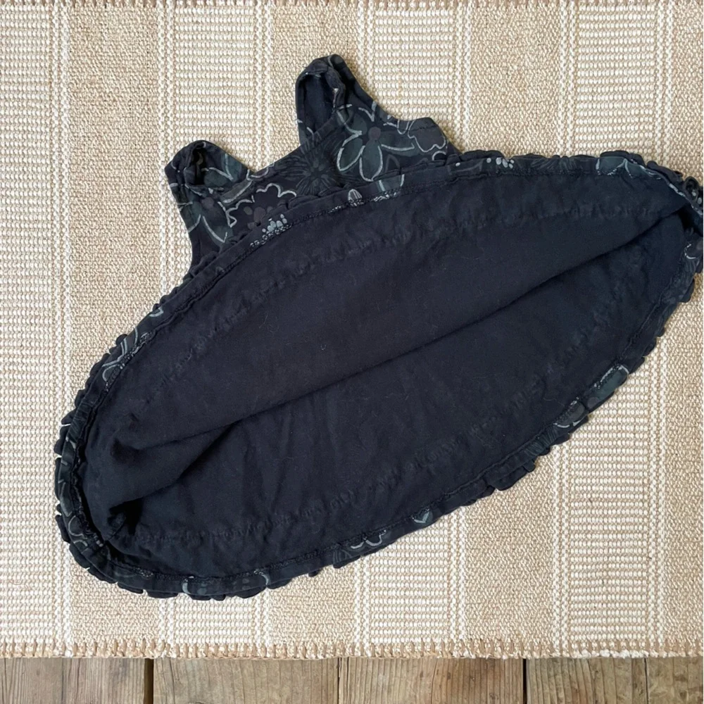 fresh produce Black Floral Ruffle Hem Girls Sundress 100% Cotton Sz 6 Months 6M